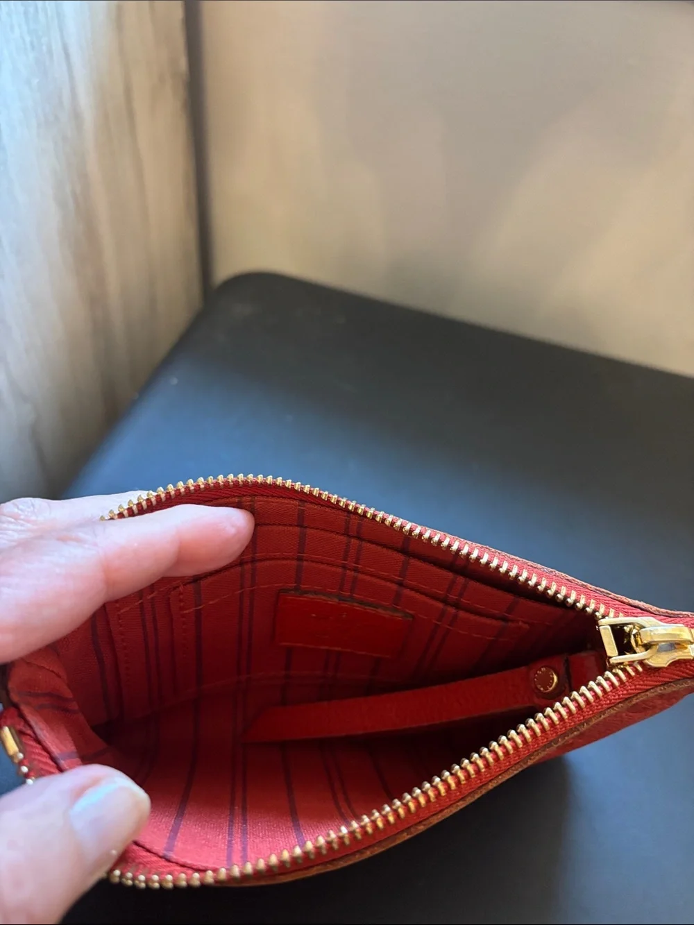 Louis Vuitton Red Emprante leather mini pochette